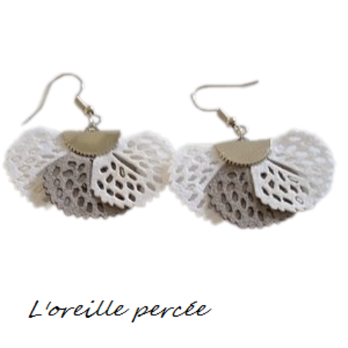 Boucle d'oreille pétale de fleur duo de couleur