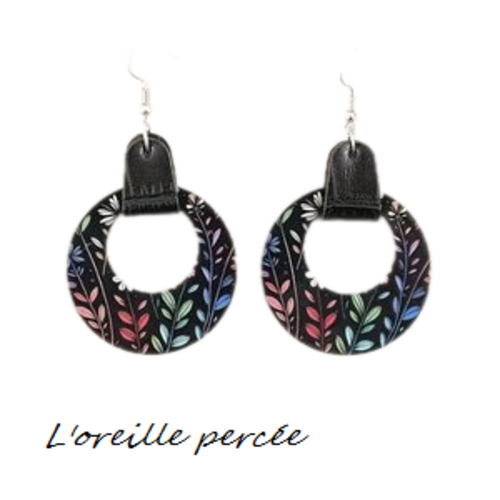 Boucle d'oreille motif feuille