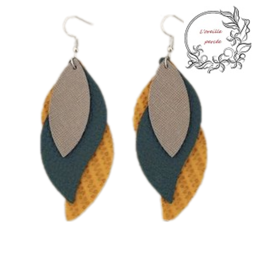Boucle d'oreille trio de feuille