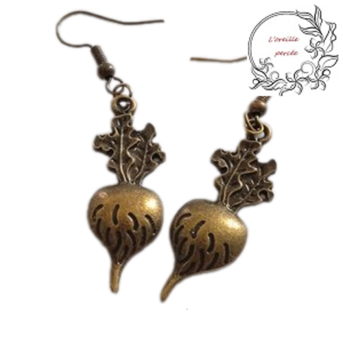 Boucle d'oreille radis bronze