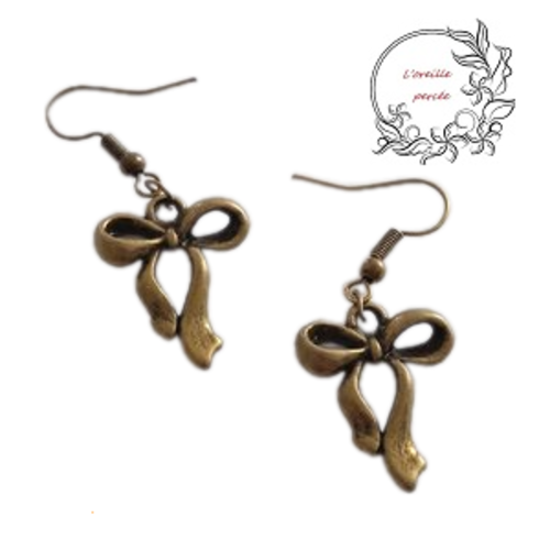 Boucle d'oreille noeud bronze