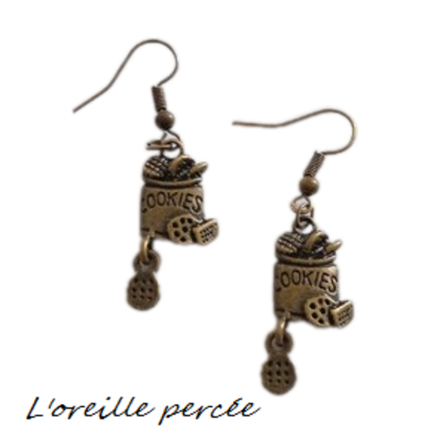 Boucle d'oreille pot à cookie bronze