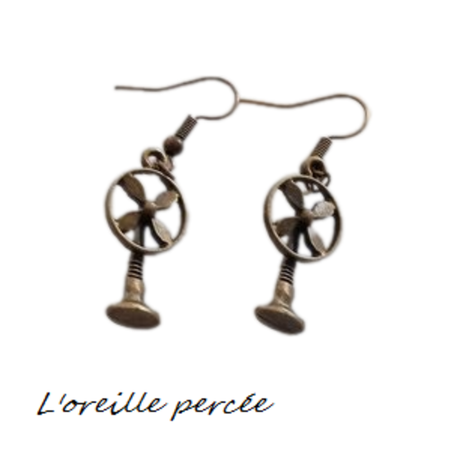Boucle d'oreille ventilo 3d bronze