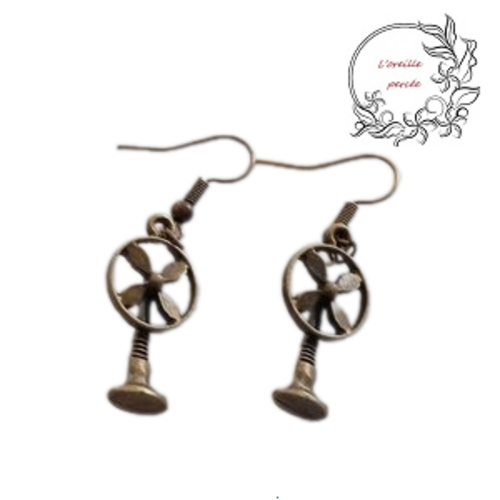 Boucle d'oreille ventilo bronze 3d
