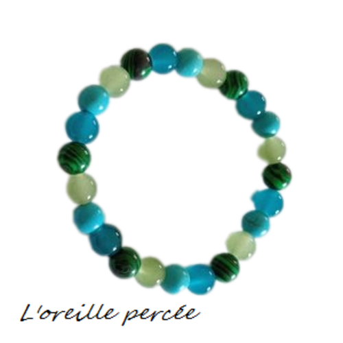 Bracelet perle malachite bleu turquoise "anxiété"