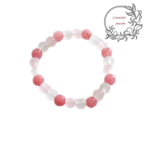 Bracelet perle de cristal translucide/rose pâle/rose