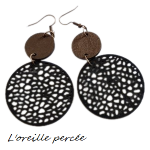Boucle d'oreille style bohème noire