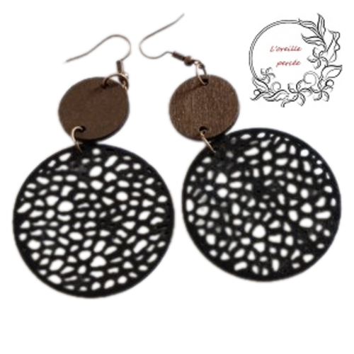 Boucle d'oreille style bohème noire