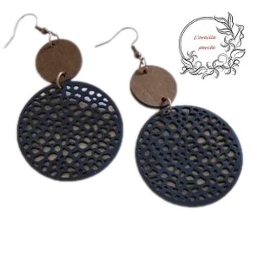 Boucle d'oreille style bohème bleu marine