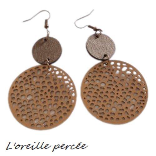 Boucle d'oreille style bohème brun