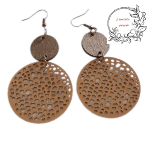 Boucle d'oreille style bohème brun