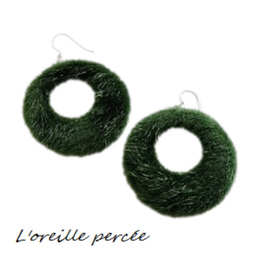 Boucle d'oreille cercle kaki tout doux