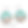 Boucle d'oreille cercle bois et résine turquoise
