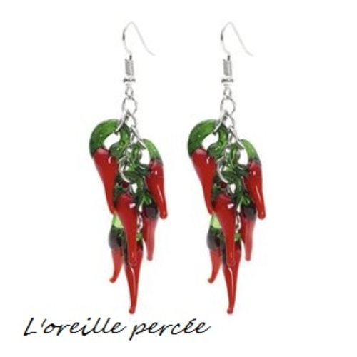 Boucle d'oreille piment rouge