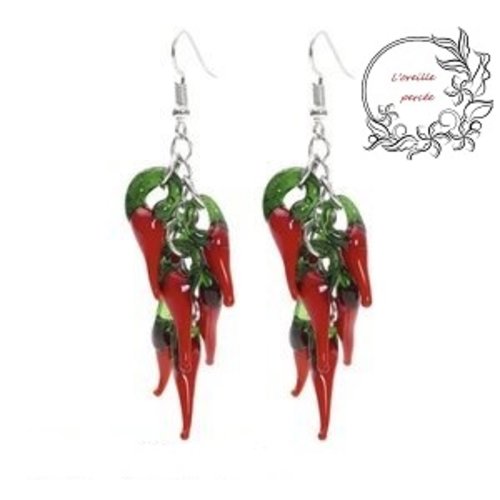 Boucle d'oreille piment rouge