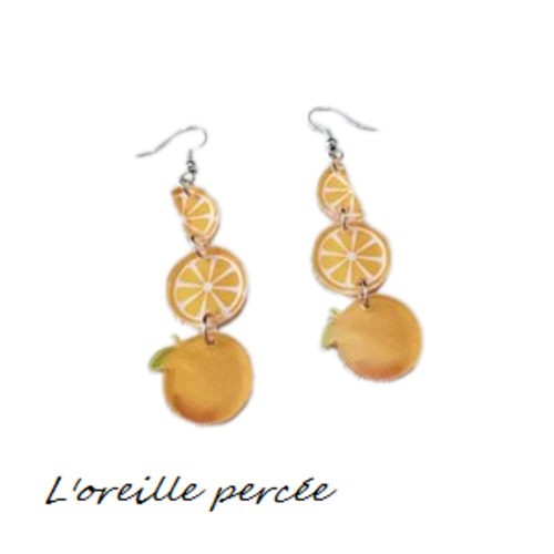 Boucle d'oreille trio d'orange