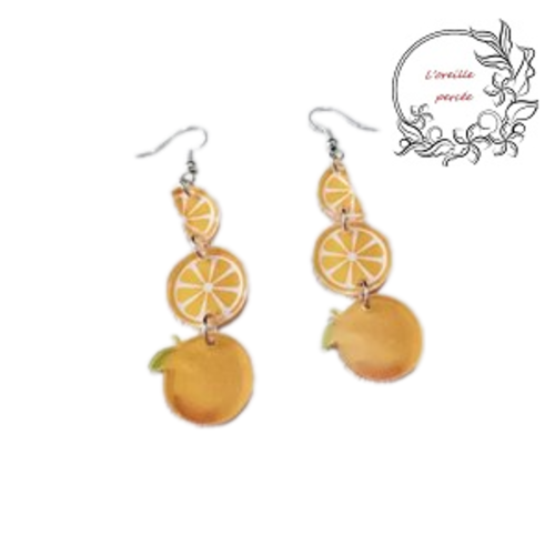 Boucle d'oreille trio d'orange