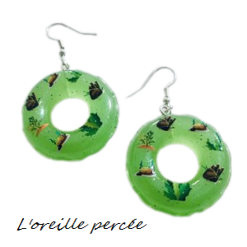 Boucle d'oreille bouée verte
