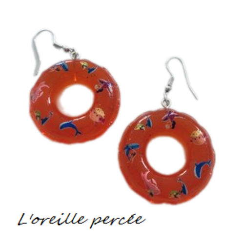Boucle d'oreille bouée rouge