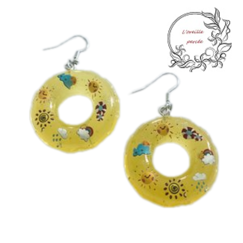 Boucle d'oreille bouée jaune