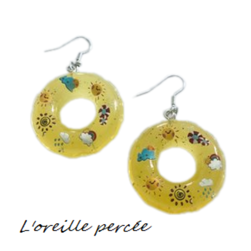 Boucle d'oreille bouée jaune