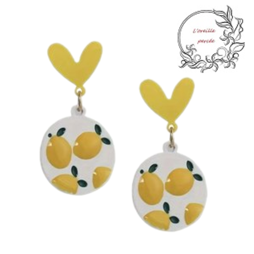 Boucle d'oreille motif citron