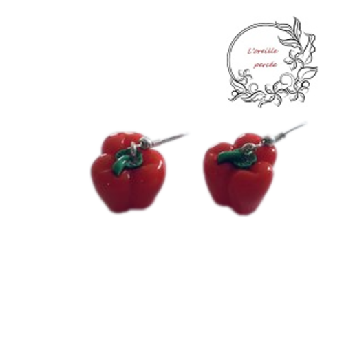 Boucle d'oreille poivron rouge