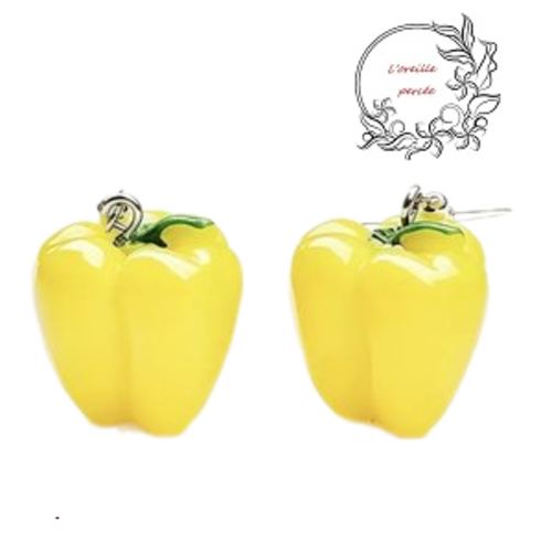 Boucle d'oreille poivron jaune