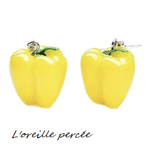 Boucle d'oreille poivron jaune