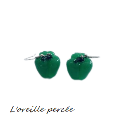Boucle d'oreille poivron vert