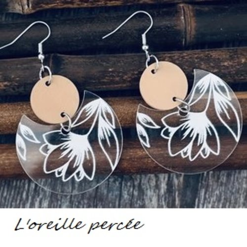 Boucle d'oreille fleurie acrylique
