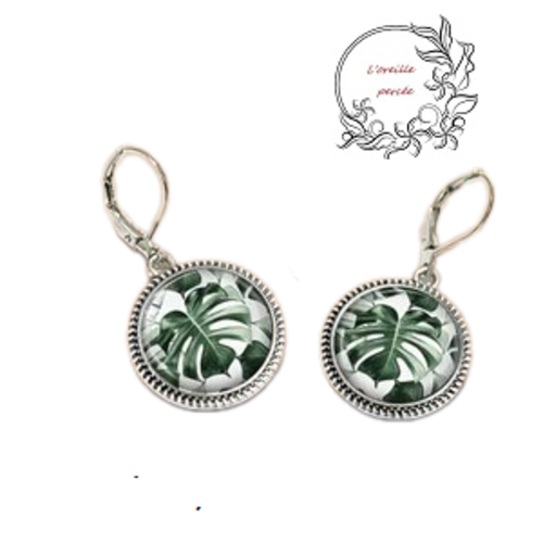 Boucle d'oreille feuille tropicale