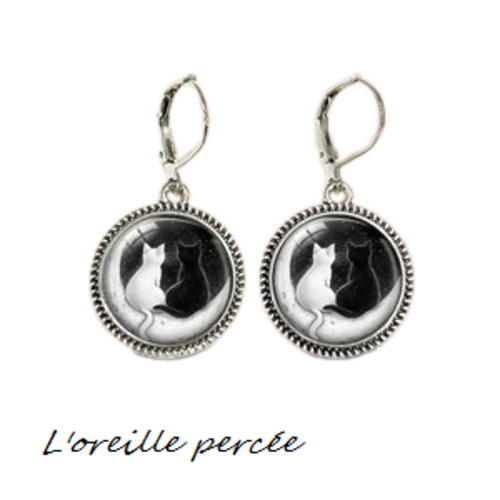 Boucle d'oreille duo de chat