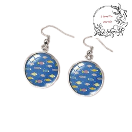 Boucle d'oreille ban de poissons