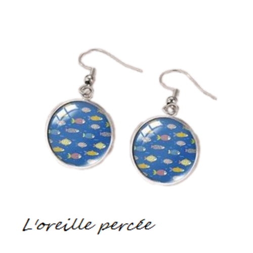 Boucle d'oreille ban de poissons