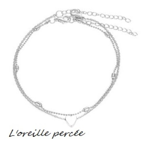 Chaîne de cheville petit coeur argenté