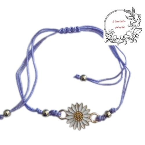 Bracelet tournesol corde parme