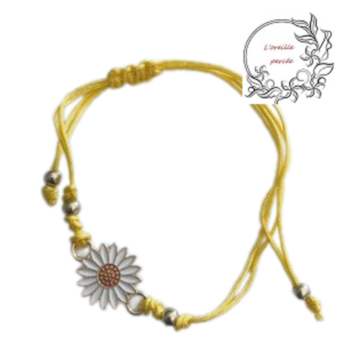 Bracelet tournesol corde jaune