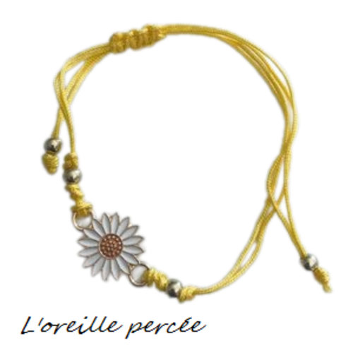 Bracelet tournesol corde jaune