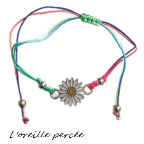 Bracelet tournesol corde multicouleur