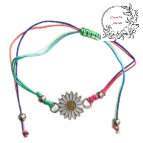 Bracelet tournesol corde multicouleur