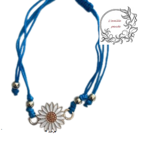 Bracelet tournesol corde bleu