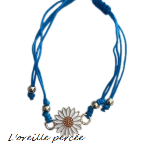 Bracelet tournesol corde bleu