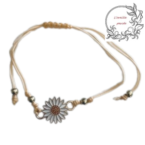 Bracelet tournesol corde saumon