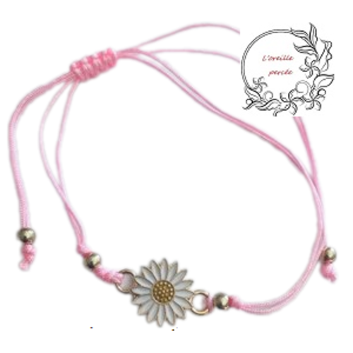 Bracelet tournesol corde rose
