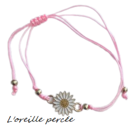 Bracelet tournesol corde rose