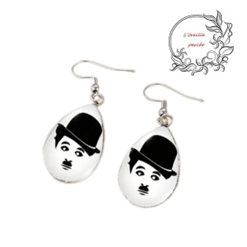 Boucle d'oreille goutte charlie chaplin