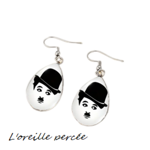 Boucle d'oreille goutte charlie chaplin
