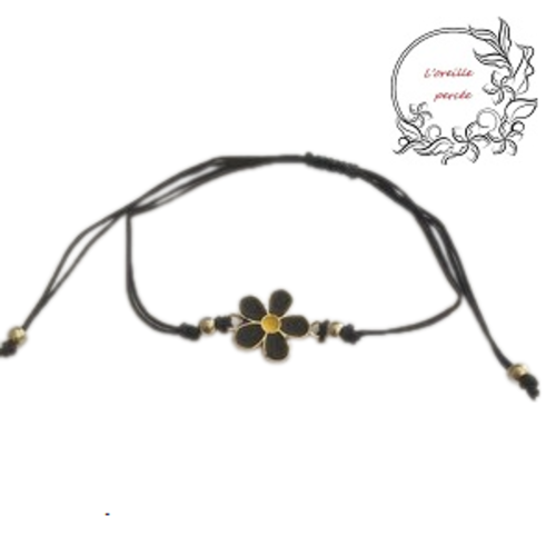 Bracelet fleur noire