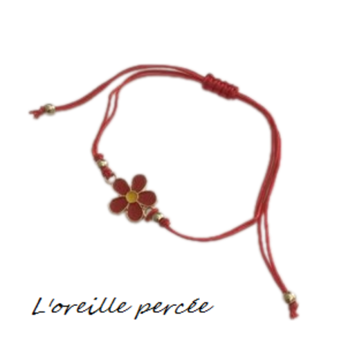 Bracelet fleur rouge